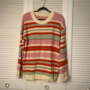 842. Striped Multicolor Loose Baggy Knit Rainbow Fall/Winter Pullover Sweater